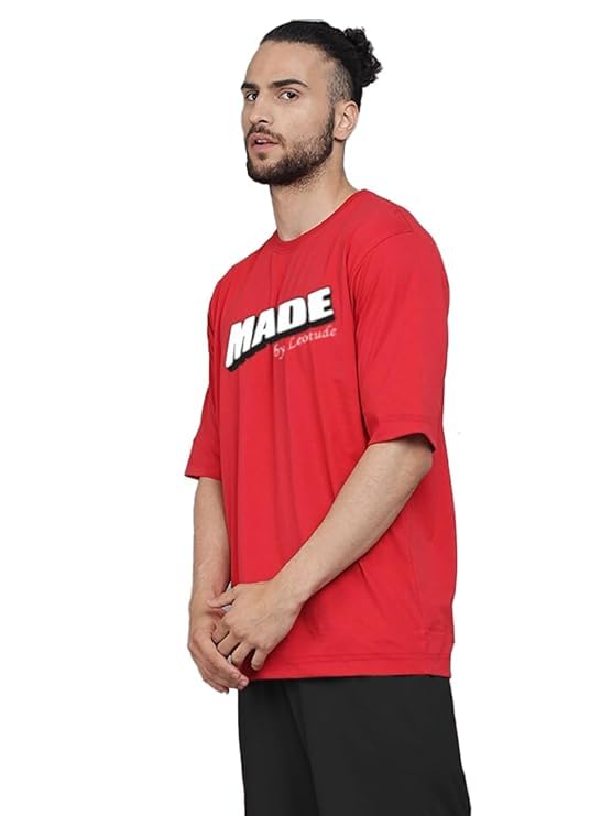 LEOTUDE Men's Cotton Regular Fit Half Sleeve Oversized Tshirt, Round Neck Longline Drop Shoulder | ful Printed Combo T-Shirt (Pack of 3)