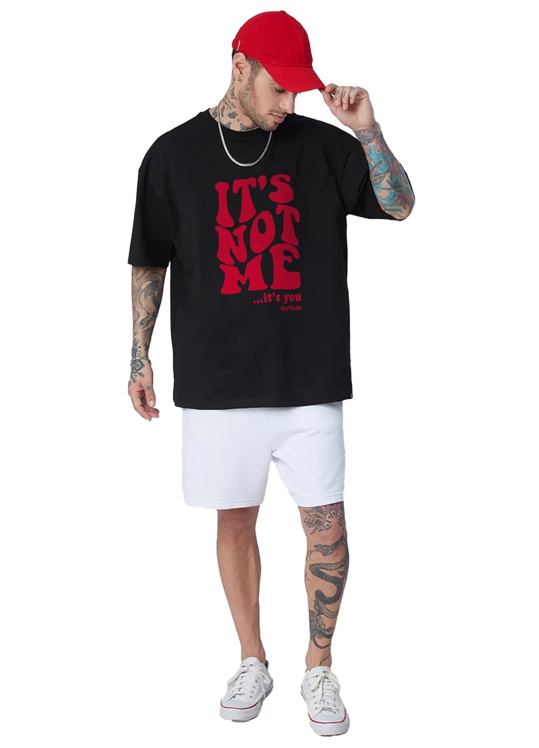 LEOTUDE Men's Cotton Regular Fit Half Sleeve Oversized Tshirt, Round Neck Longline Drop Shoulder | ful Printed Combo T-Shirt (Pack of 3)