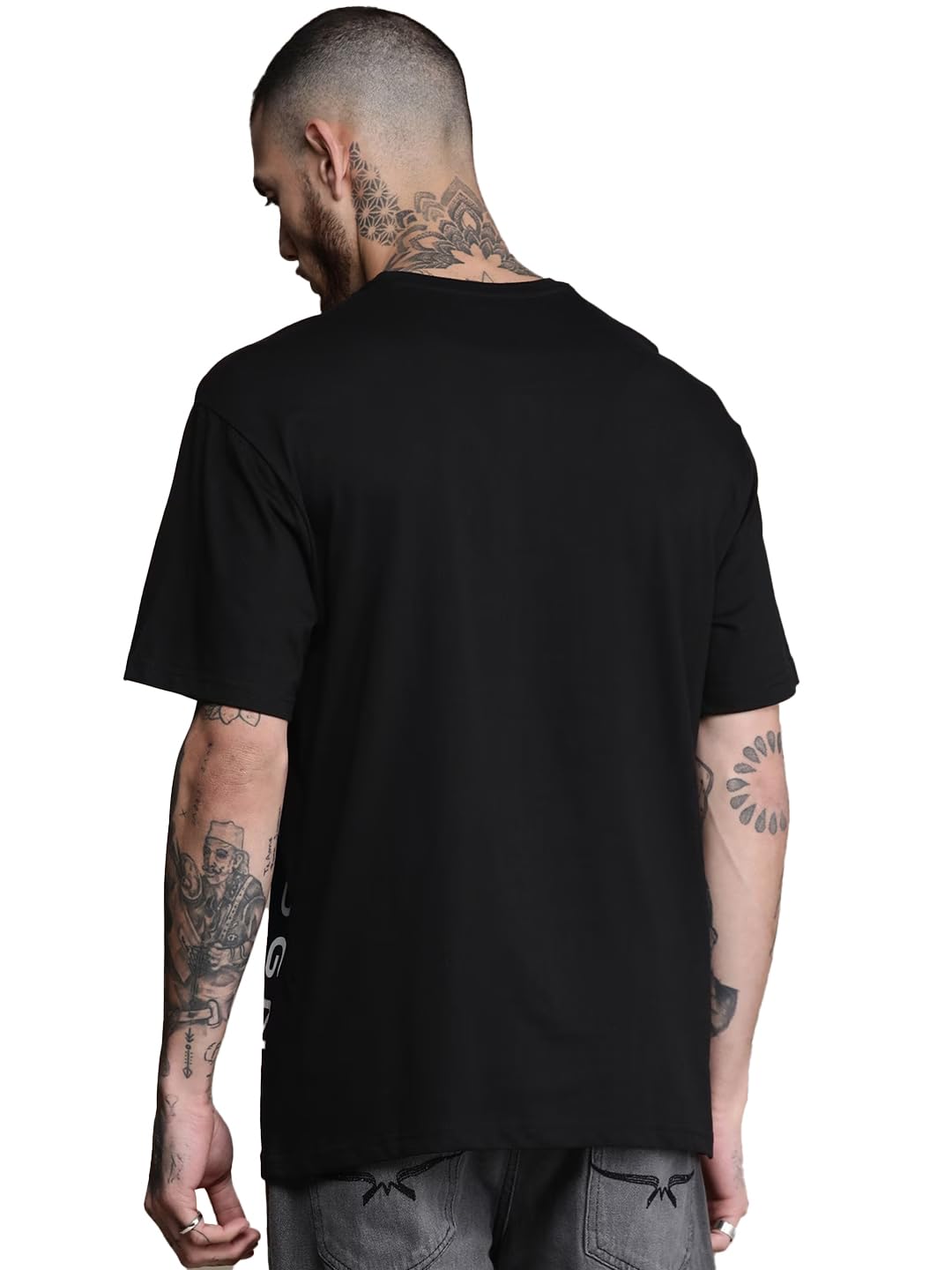 LEOTUDE Men's Cotton Regular Fit Half Sleeve Oversized Tshirt, Round Neck Longline Drop Shoulder | ful Printed Combo T-Shirt (Pack of 3)
