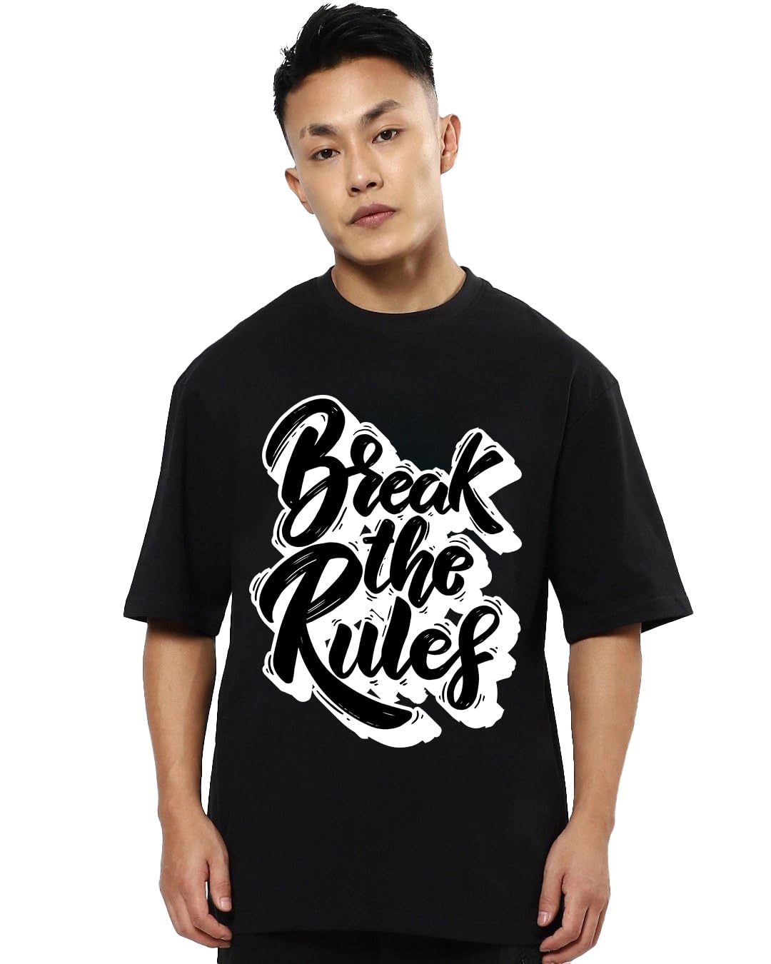 fanideaz Mens Oversized Printed Half Sleeve Branded Cotton T-Shirt for Mens || Back Printed t Shirts for Men || Oversized t Shirts for Men