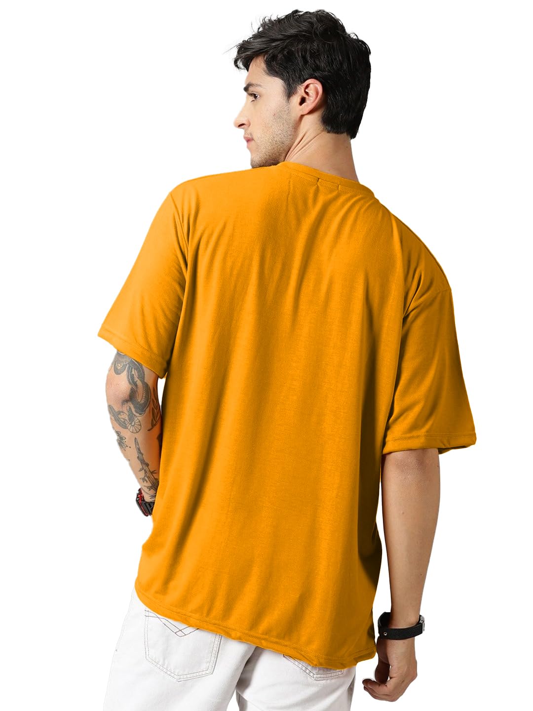 LEOTUDE Men's Cotton Regular Fit Half Sleeve Oversized Tshirt, Round Neck Longline Drop Shoulder | ful Printed Combo T-Shirt (Pack of 3)