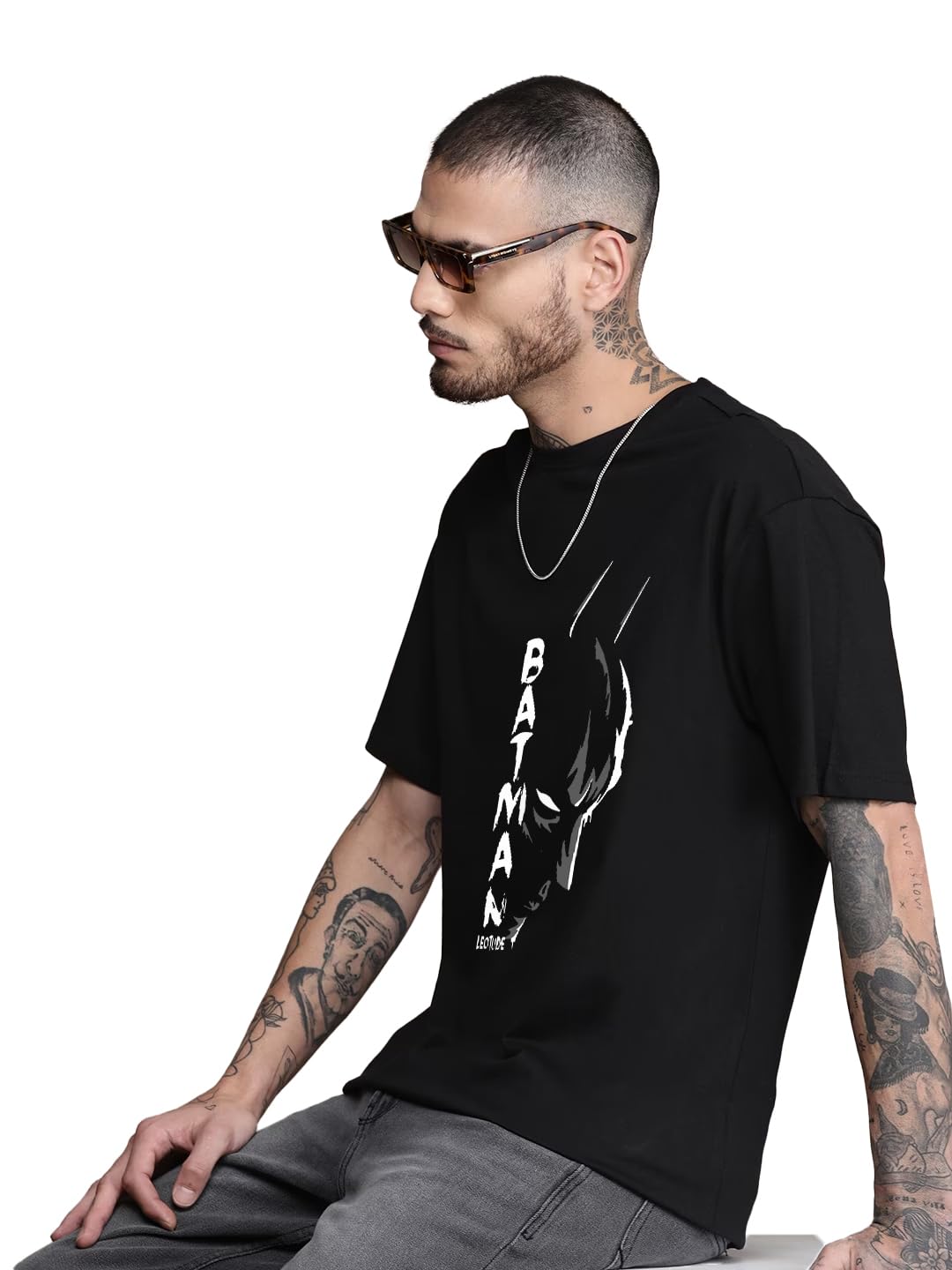 LEOTUDE Men's Cotton Regular Fit Half Sleeve Oversized Tshirt, Round Neck Longline Drop Shoulder | ful Printed Combo T-Shirt (Pack of 3)