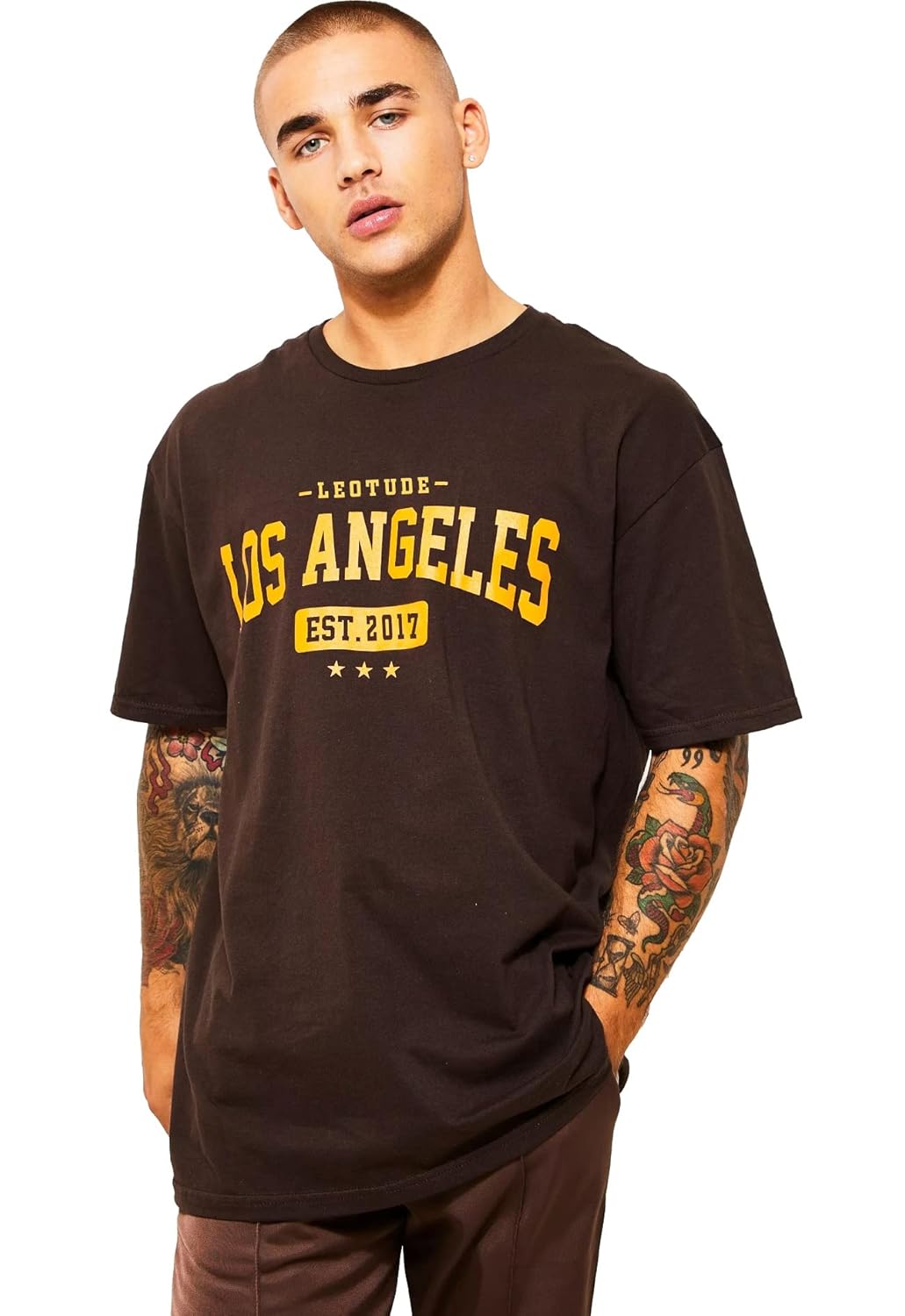 LEOTUDE Men's Cotton Regular Fit Half Sleeve Oversized Tshirt, Round Neck Longline Drop Shoulder | ful Printed Combo T-Shirt (Pack of 3)