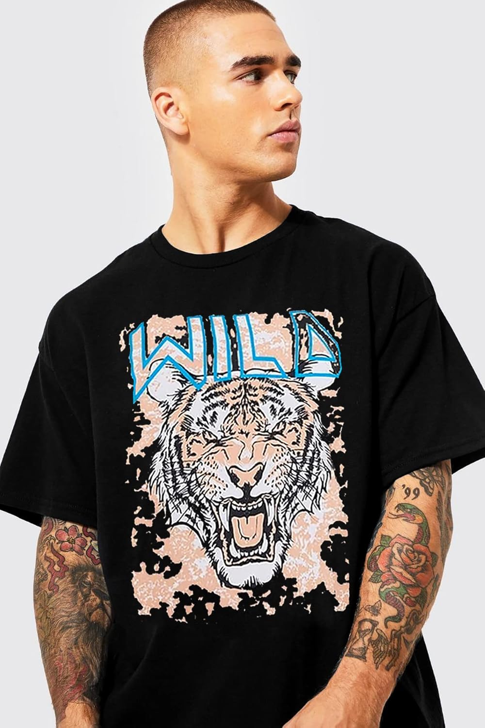 LEOTUDE Men's Cotton Regular Fit Half Sleeve Oversized Tshirt, Round Neck Longline Drop Shoulder | ful Printed Combo T-Shirt (Pack of 3)