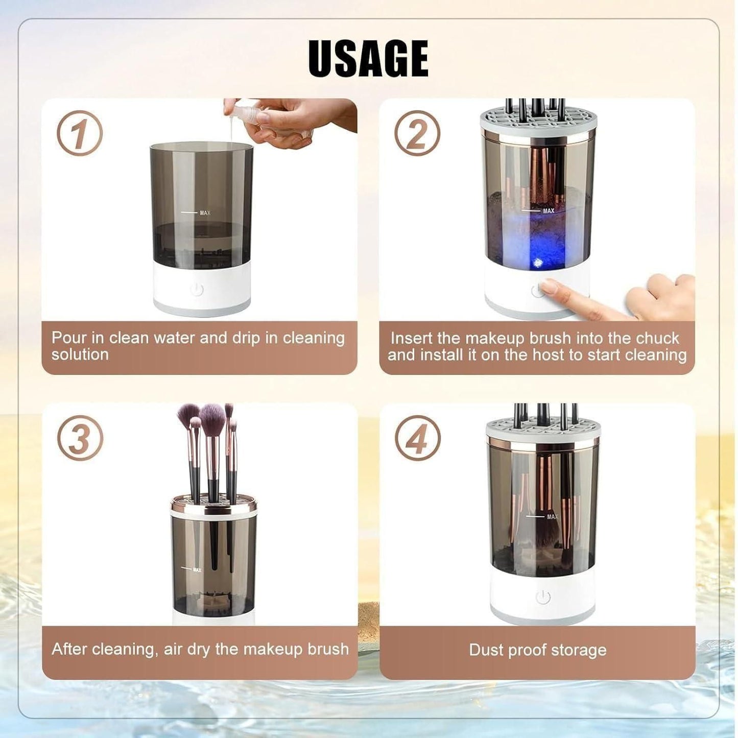 Make Up Brush Cleaner,Electric Brush Cleaner, USB Rechargeable Automatic Deep Cosmetic Cleaning Device - FabricFlair