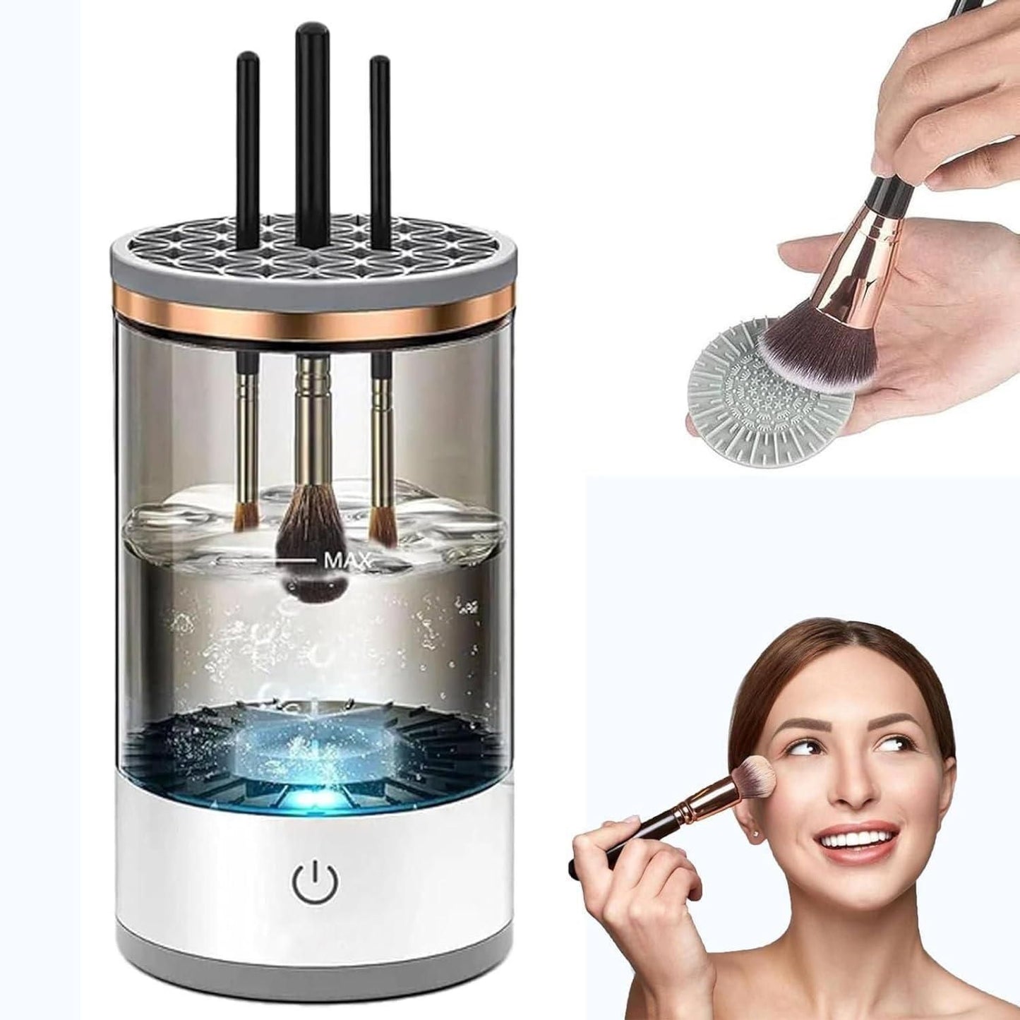 Make Up Brush Cleaner,Electric Brush Cleaner, USB Rechargeable Automatic Deep Cosmetic Cleaning Device - FabricFlair