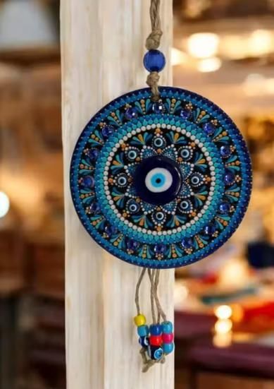 Handcrafted Evil Eye Wall Hanging for Home Decor ? Nazar Battu Protection Charm - FabricFlair