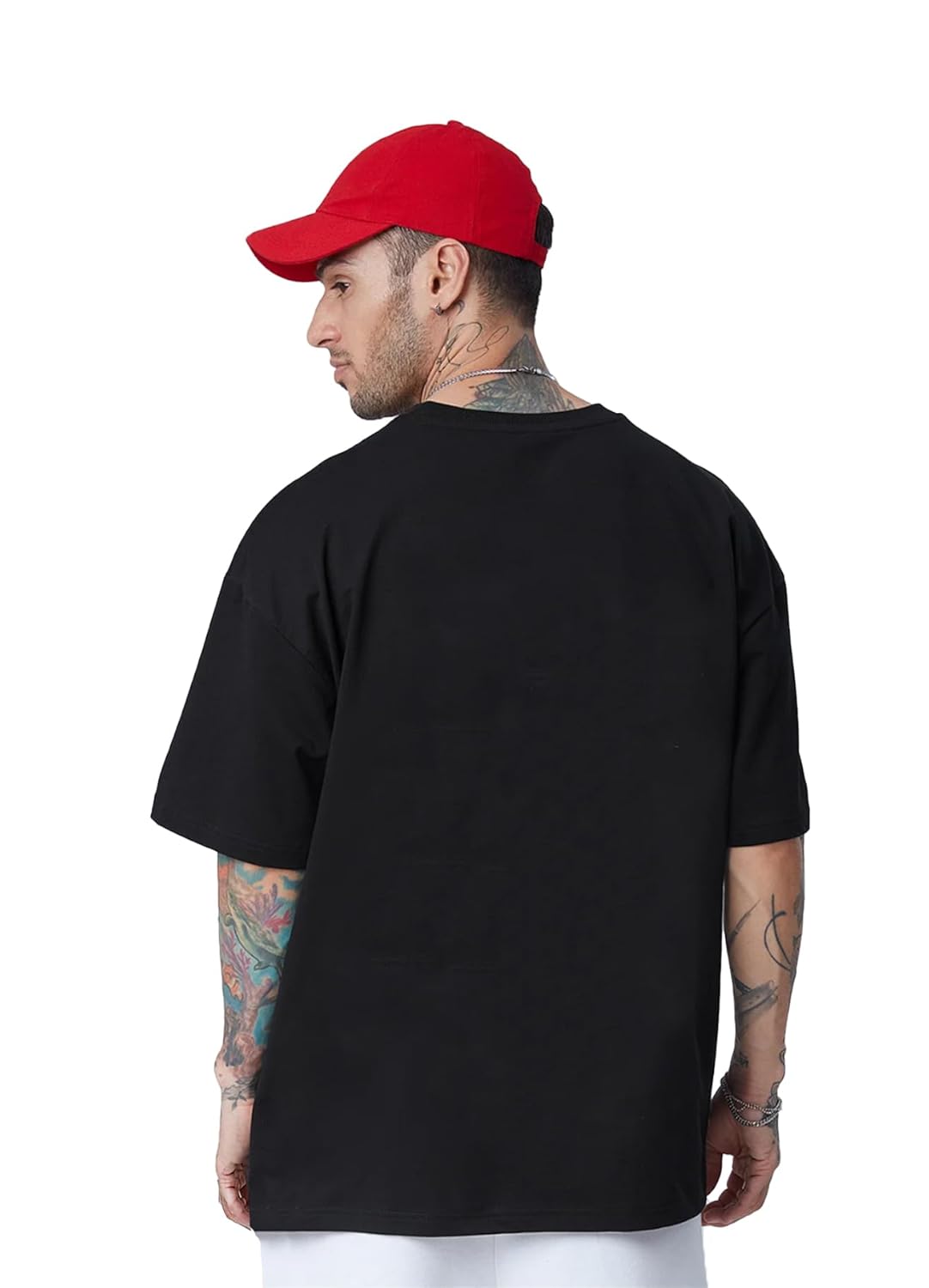 LEOTUDE Men's Cotton Regular Fit Half Sleeve Oversized Tshirt, Round Neck Longline Drop Shoulder | ful Printed Combo T-Shirt (Pack of 3)