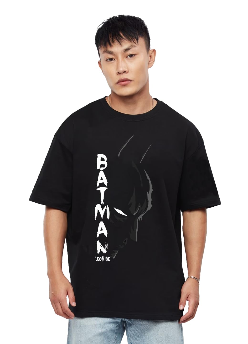LEOTUDE Men's Cotton Regular Fit Half Sleeve Oversized Tshirt, Round Neck Longline Drop Shoulder | ful Printed Combo T-Shirt (Pack of 3)