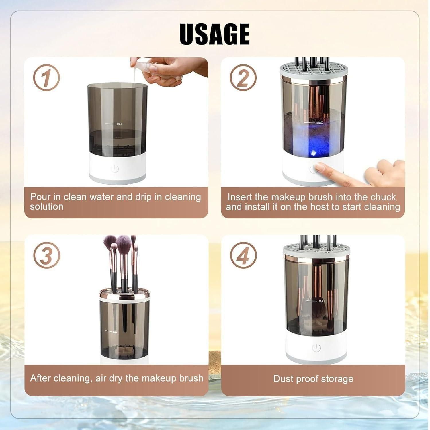 Make Up Brush Cleaner,Electric Brush Cleaner, USB Rechargeable Automatic Deep Cosmetic Cleaning Device - FabricFlair